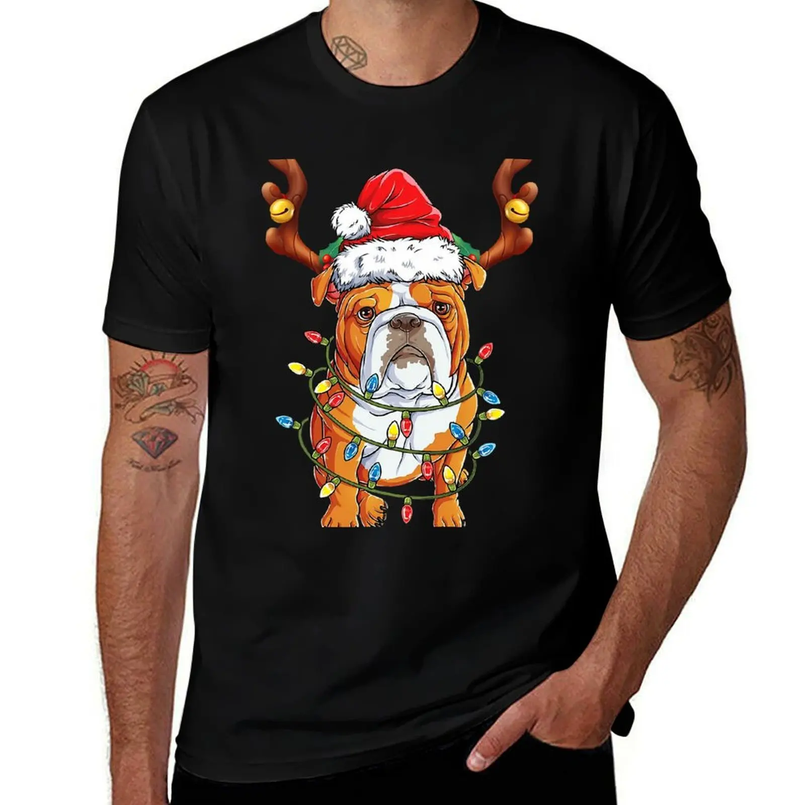 

English Bulldog Reindeer Funny Christmas T-Shirt oversized t shirt custom shirt shirts graphic tees anime shirts men