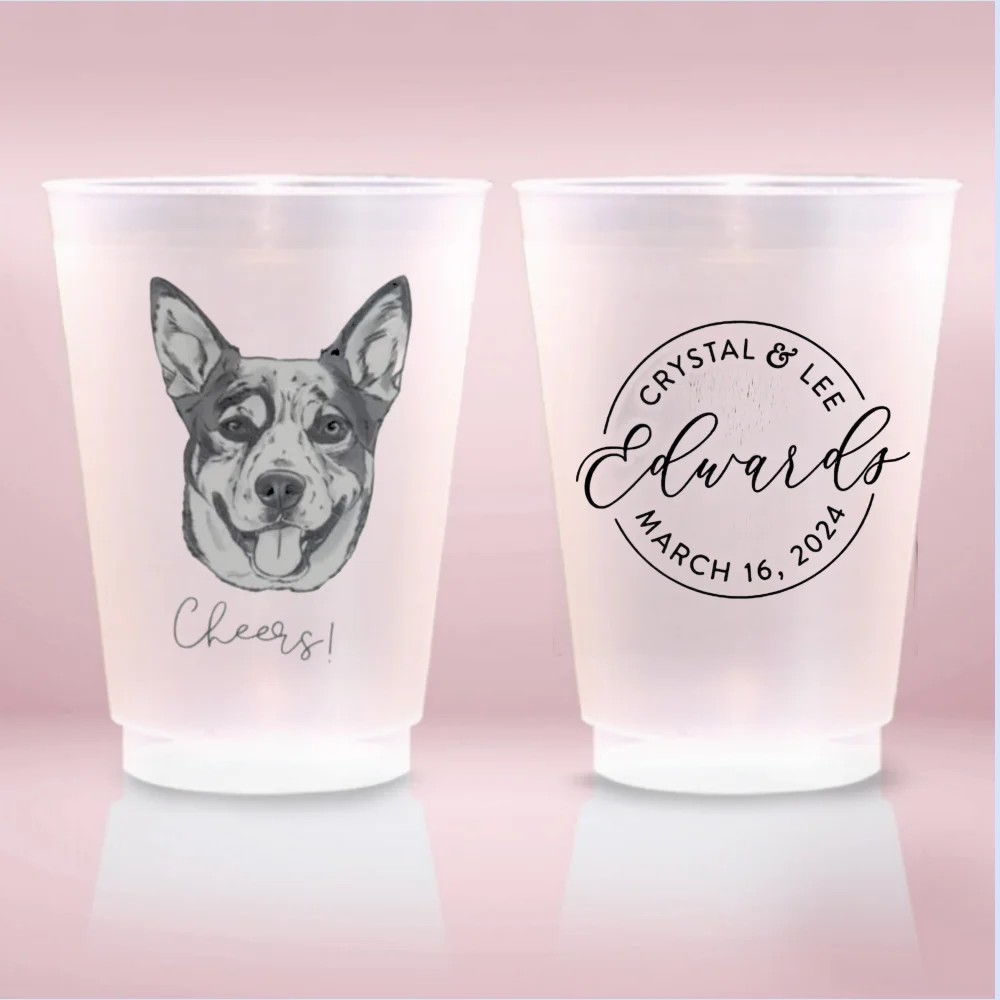 Customized Pet Frosted Cups for Birthday Baptism Shower, Plastic Cups, Pet Dressing, Dogs Party Dressing