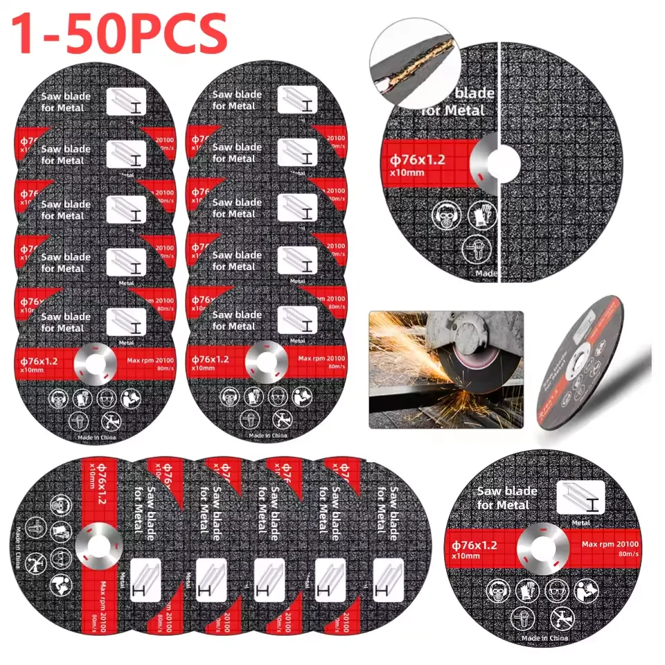 1-50 Stück 76mm Metalltrennscheibe 10mm Bohrung Trennscheibe Winkelschleiferscheibe für Metall Edelstahl Schleifen Schärfen Sägeblatt