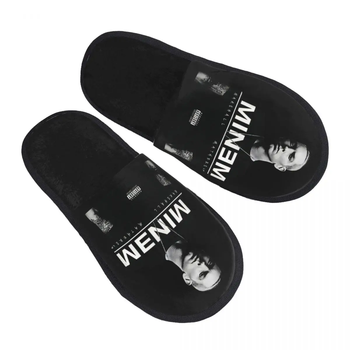 

Custom Eminems Pop Music Memory Foam Slippers Women Comfy Warm American Hip Hop Rapper House Slippers