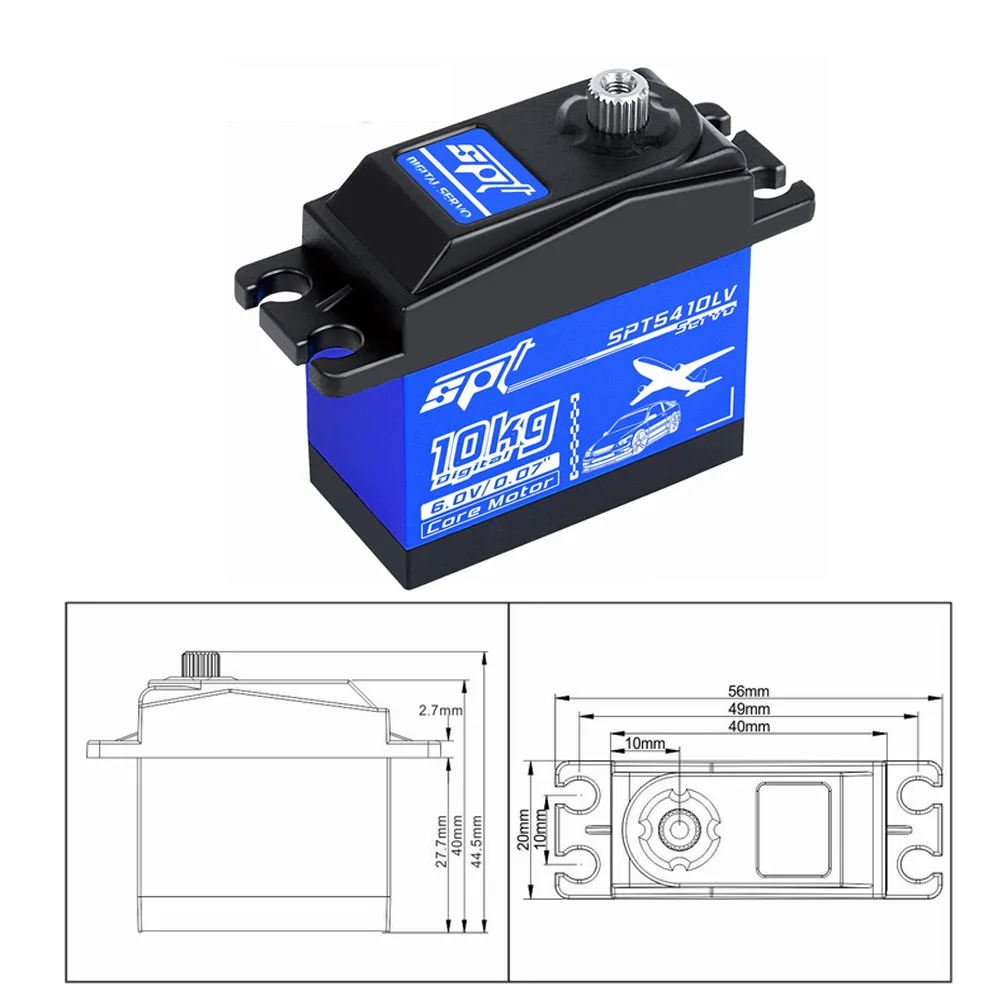 Spt5410lv 10kg servo de engrenagem de metal padrão de alta velocidade para 1:10 drift carro servo rc carro avião robô braço servo carro esportivo servo