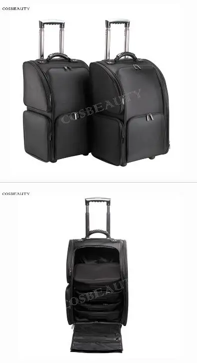 Professional Women Rolling Train Case wheeled Cosmetic Bag Rolling Makeup Suitcase Travel Trolley Cosmetic Beauty Organizer bag