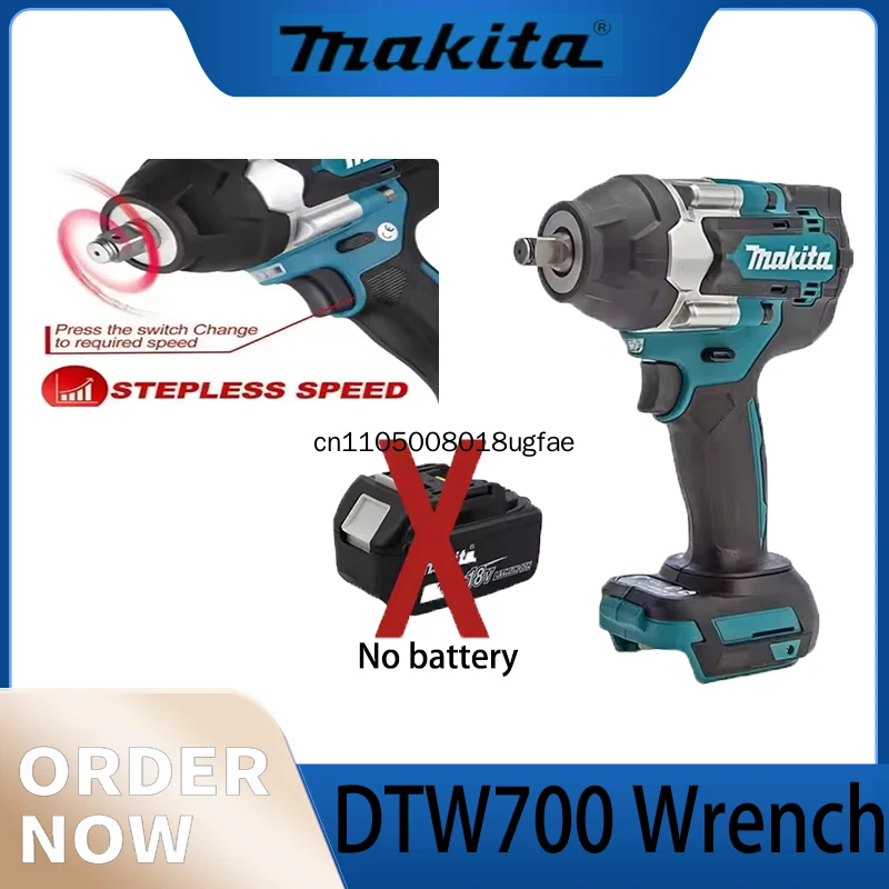 Makita DTW700 Аккумуляторный ударный гайковерт 18 В Бесщеточный двигатель Электрический ключ с переменной скоростью Высокая эдобность Прочный автоматический стопор