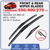 Para Hyundai i10 MK2 IA 2013 - 2022 Grand limpiaparabrisas delantero trasero cortador de limpiaparabrisas apto para brazos de gancho en U 22 ""16"" 11""