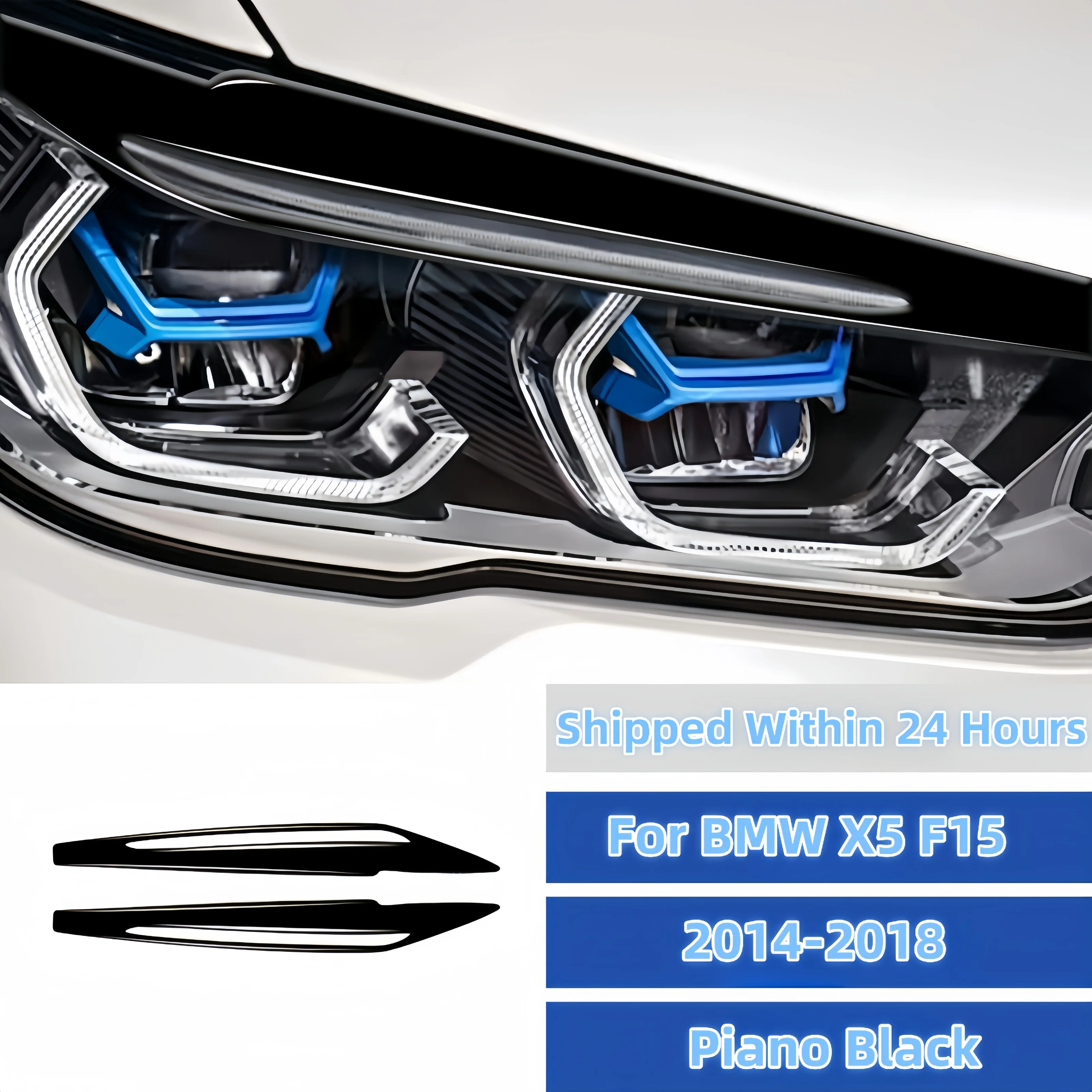 

Для BMW X5 F15 2014-2018 пианино черные фары для бровей веки Крышка для ресниц головка детской наклейки автомобильные аксессуары