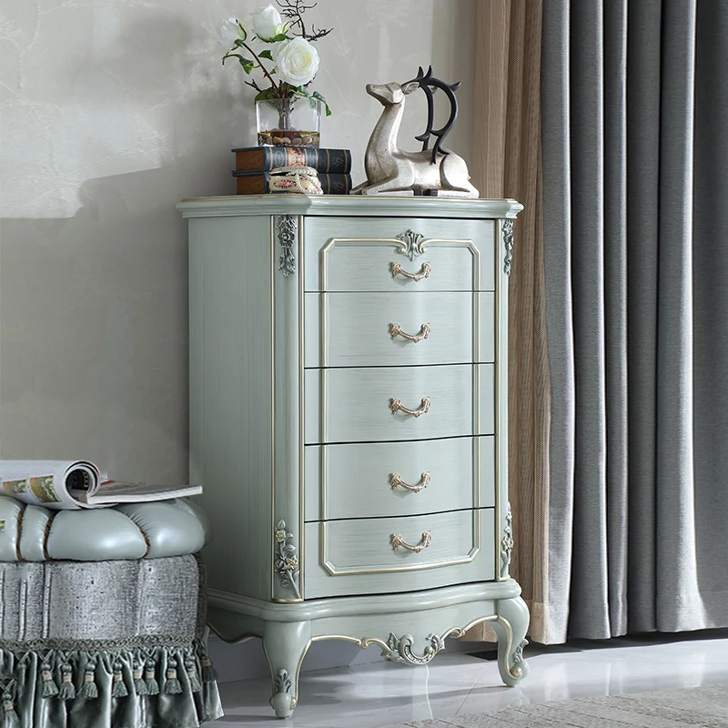 

Court French furniture European solid wood grey emerald chest of drawers bedroom storage cabinet lockers