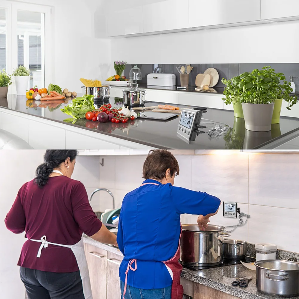 TP710S цифровой термометр для духовки, курильщика, кухни, гриля, мяса, барбекю, термометр с двумя