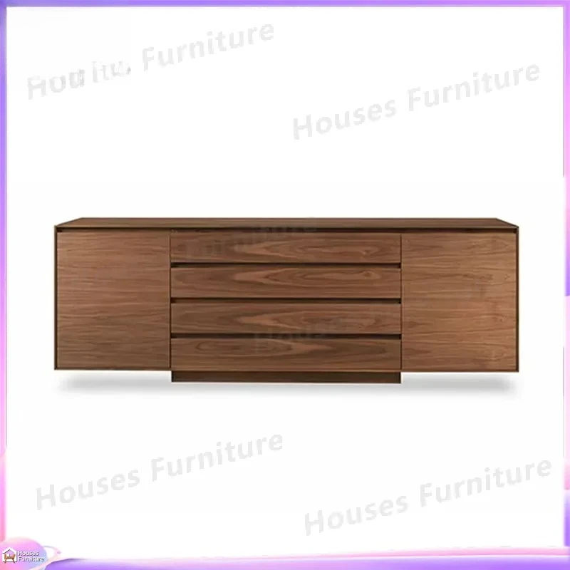 Nordic Solid Wood Shoe Cabinet Japanese Simple Entrance Multifunctional Black Walnut Drawer Door Storage Organizer Furniture view 2