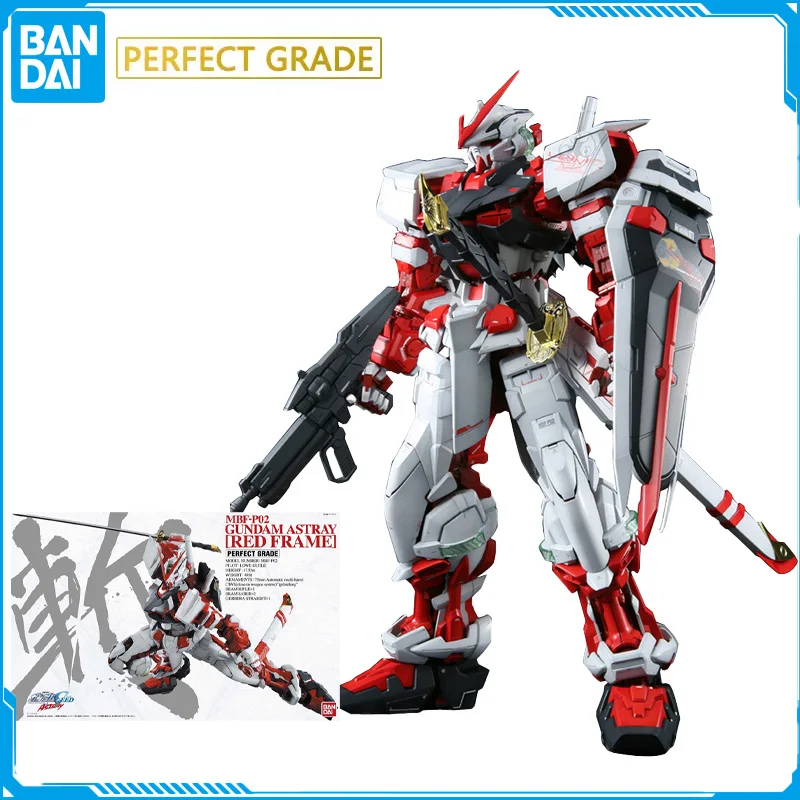 

In Stock Bandai PG 1/60 MBF-P02 Gundam Astray Red Frame Original Model Anime Figure Model Toys Action Collection Assembly Doll