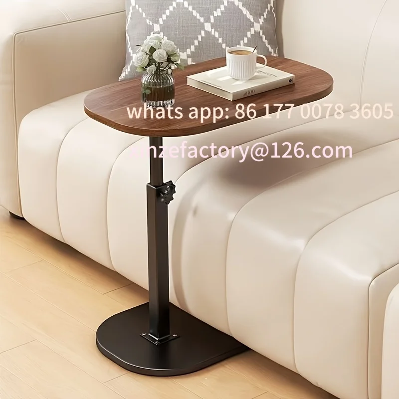 

Customizable Adjustable height table - with wooden tabletop, portable sofa side table, suitable for coffee, office