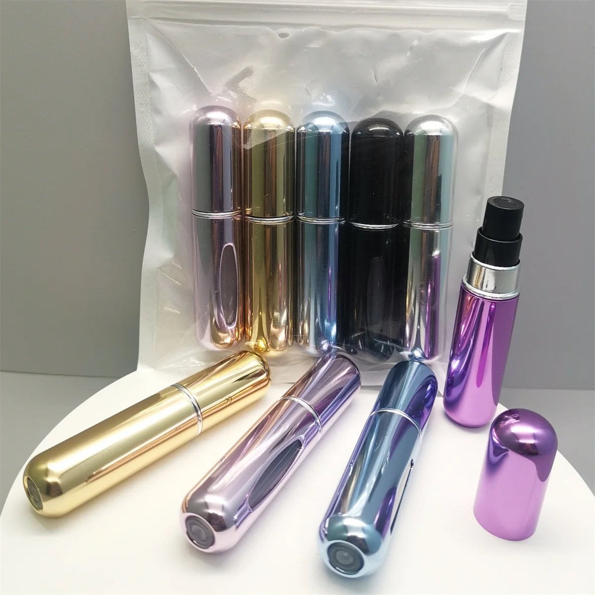 5Pcs/Set Perfume Refill Bottle Portable Mini Transfer Refillable Spray Bottle Women Pocket Dispenser Traveling Cologne Sprayer