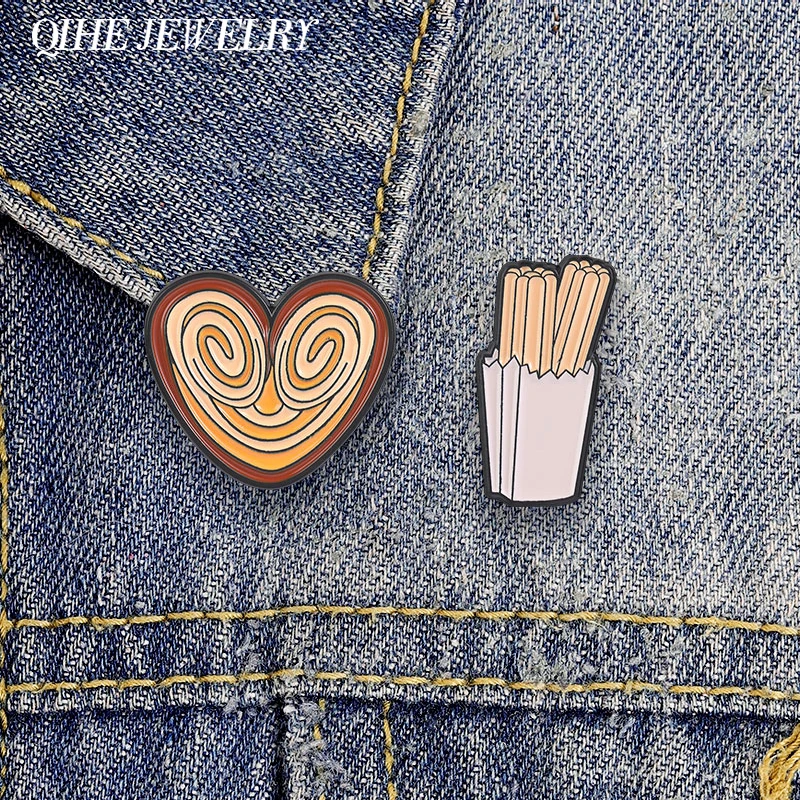 Food Snacks In Spanish - Heart Shaped Spiral Churros Biscuit Enamel