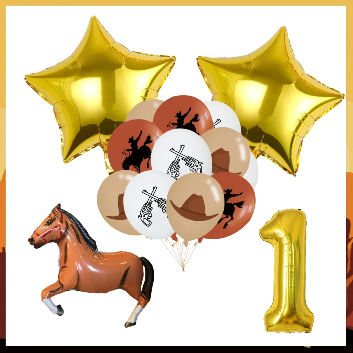 Western Cowboy Birthday Decorations Disposable Tableware Cup Plate Tablecloth Balloon Dackdrop Horse Balloon Boys Party Supplies