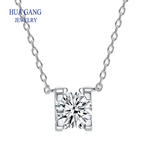 여성을위한 1CT Moissanite 펜던트 시뮬레이션 된 다이아몬드 목걸이 S925 스털링 실버 주얼리 소녀 발렌타인 데이 선물