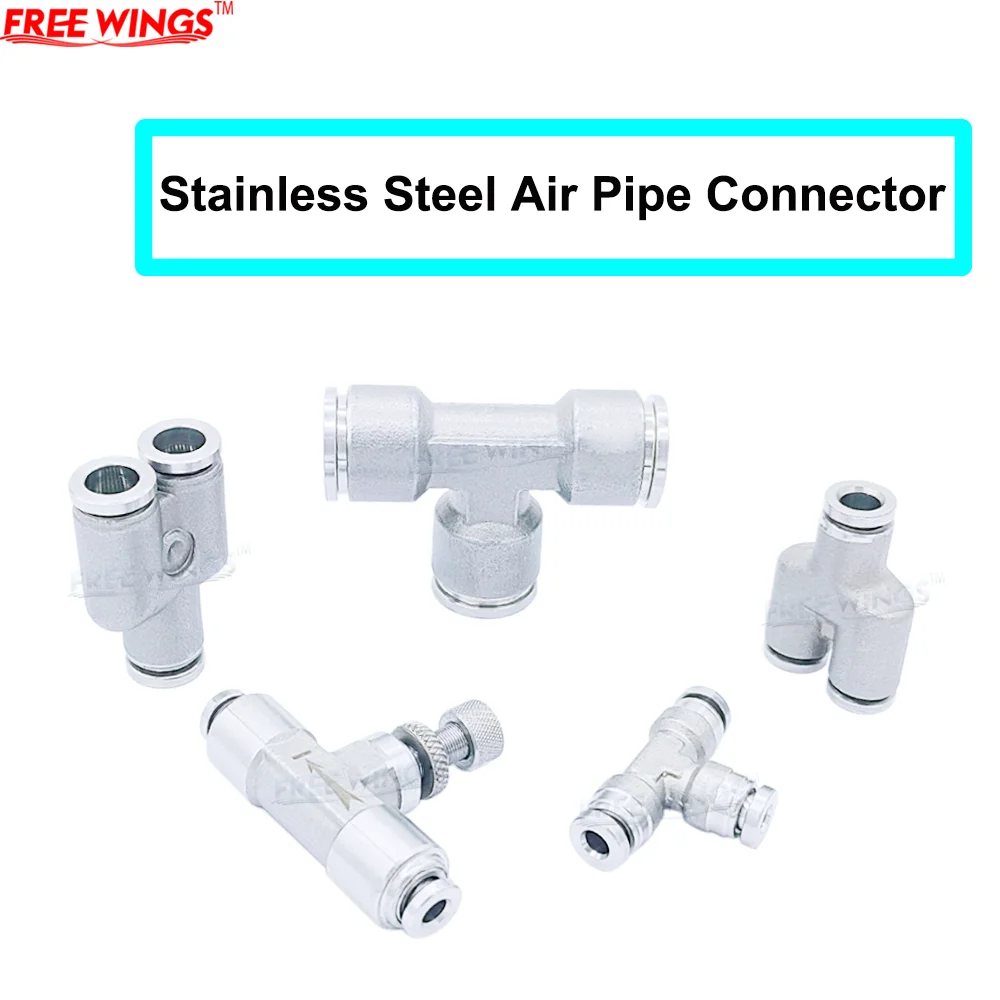 

304 Stainless Steel Pneumatic Quick-Plug Connector Trachea Connector Three-Way PY/PE Throttle Valve SA High Temperature and Corr