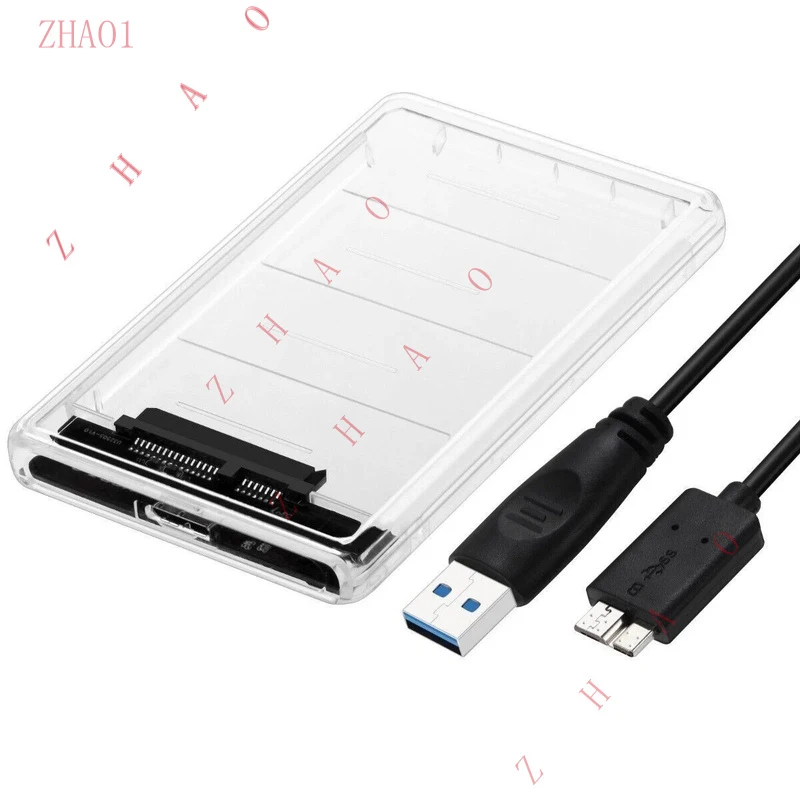 Z   for  2.5" SATA USB 3.0 Clear Hard Drive Disk HDD SSD Enclosure External Laptop Case