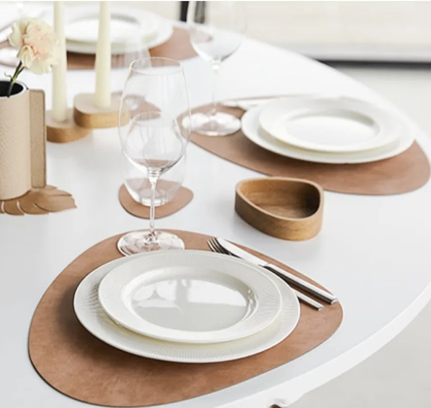 

1/4/6 комплектов овальных салфеток и подставок, посуда для чашек, коврик из искусственной кожи, коврик для бара, свадебный подарок, набор ковриков для стола из воловьей кожи, коврик для чайного стола