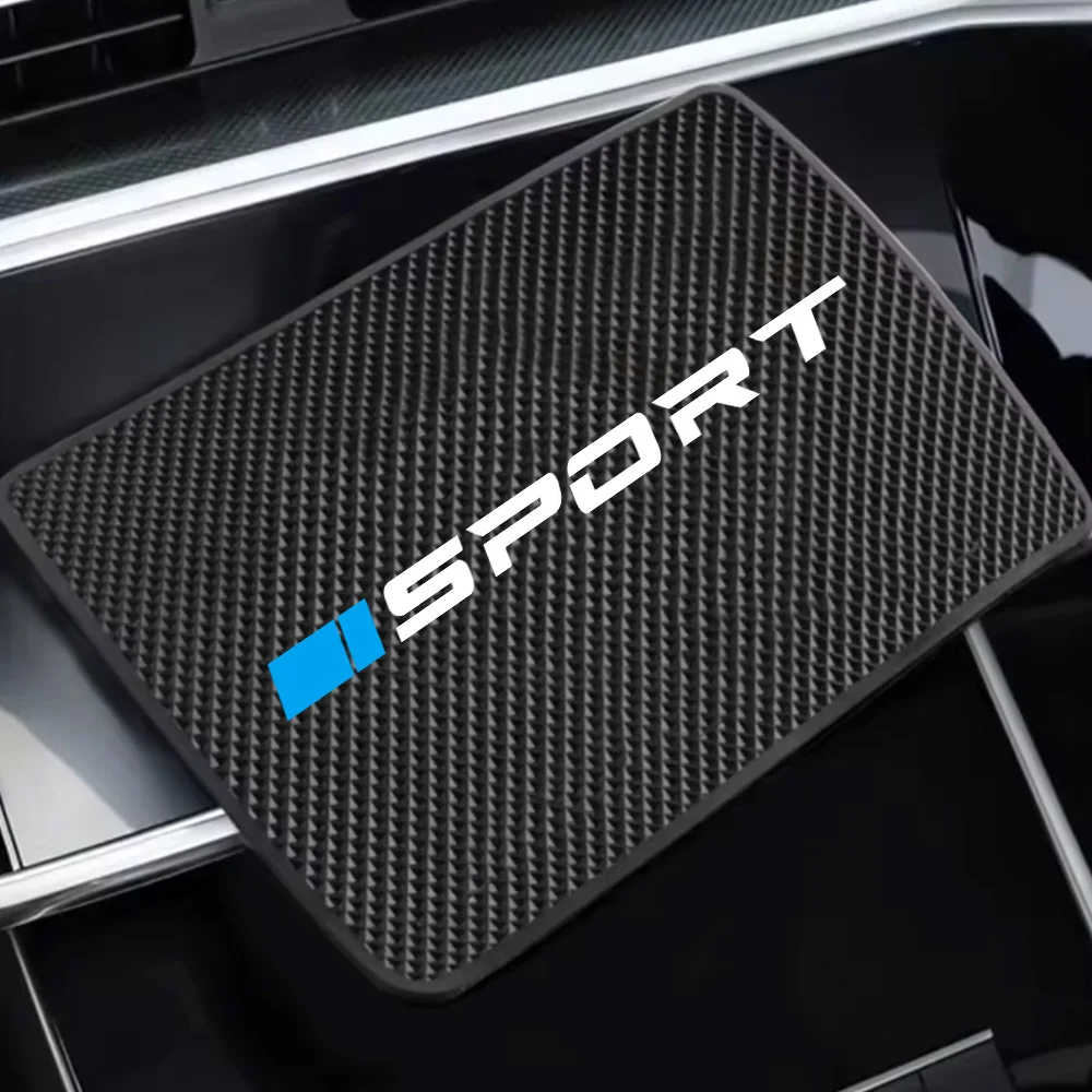 Car Anti-Slip Mat with Two Squares, Blue Sports Style, Phone and Key Storage Rack, Dashboard Adhesive Magic Mat, Center Console Storage Mat, Car Interior Accessories