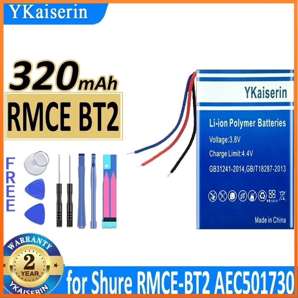 

YKaiserin 320mAh Replacement Battery for Shure RMCE-BT2 AEC501730 Batterie Bateria + Track Code Free Tools Warranty 2 Years