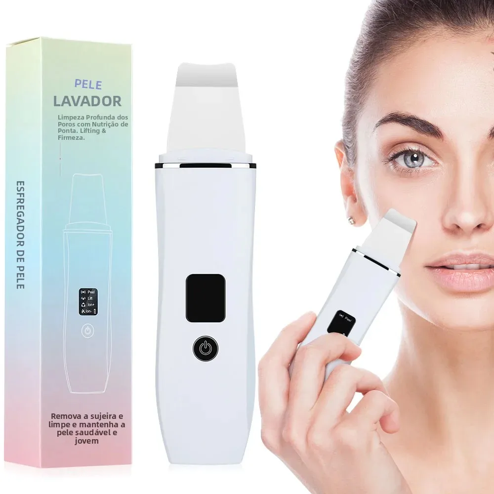 

Ультразвуковой скрабер для лица EMS, вибрационная лопатка для удаления черных точек, очищающая кавитационная шлифовка, лифтинг кожи, уход за кожей