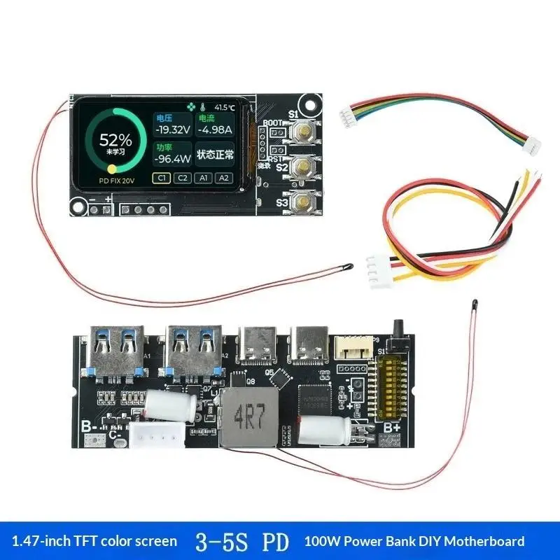 Power Bank Module TFT Display Fast Charging Plug and Play Compatible Battery Board for Beginner Electronic DIY
