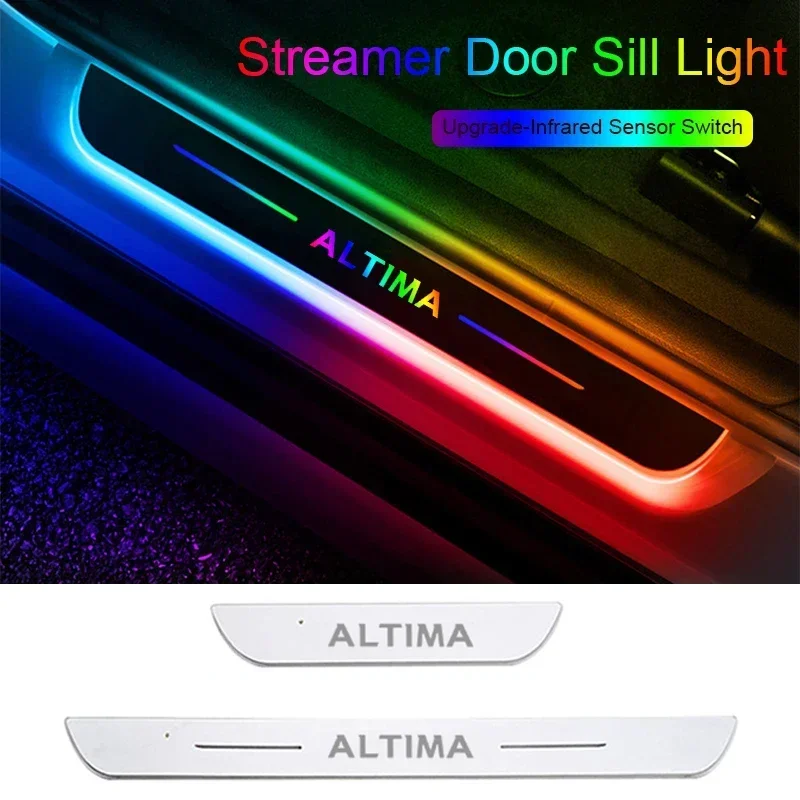 For Nissan Altima Acrylic Car Front Rear Threshold Light USB Charging LED Welcome Pedal Pathway Lamp Interior Decoration