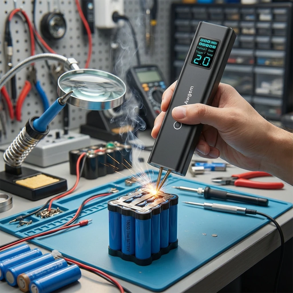 

Awgem AS2 Spot Welder Portable Handheld Spot Welding Machine Energy Storage Spot Welding DIY for 18650 Battery