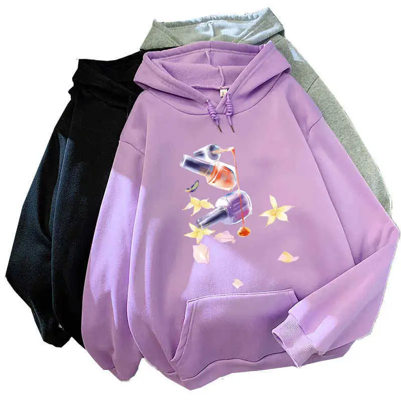 

Fashion Nail polish Printed Women Long Sleeve Oversized Hoodies Grunge Casual Hoodies Aesthetic Sweatshirts For Women