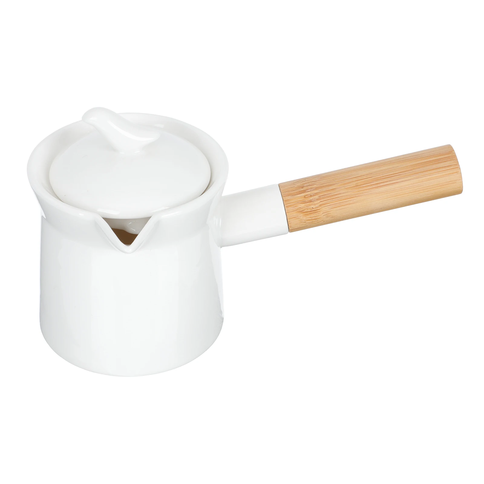 

1pcs Ceramic Teapot 300ML White Mini with Lid Side Handle for Home Office Restaurant Practical Gift Decorative Kitchen Barware