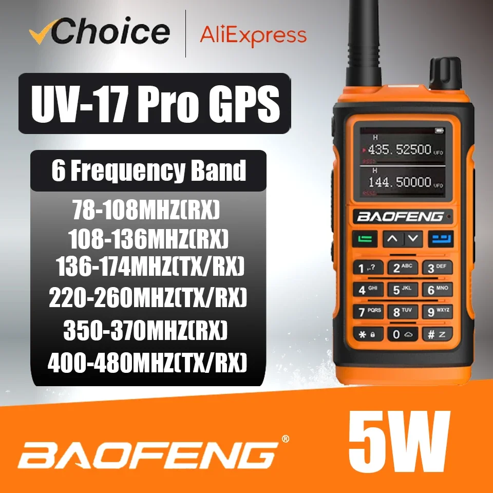 Baofeng-UV-17 Pro GPS Walkie Talkie, Air Banda Completa, Longo Alcance, Freqüência de Cópia Sem Fio, Rádio em Dois Sentidos, Rádio Amador, Loja Oficial