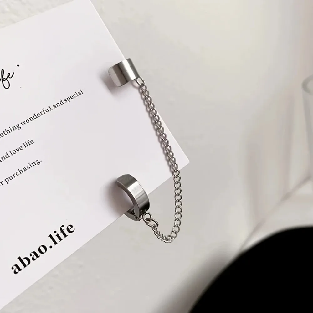 2pC Fashion design sense chain ear clip without ear piercing simple cold wind sweet cool personality niche ear bone clip