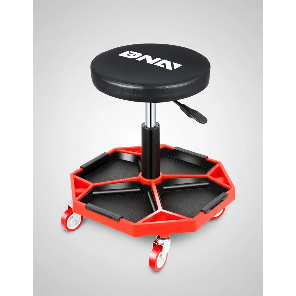 

Adjustable Height Pneumatic Rolling Mechanic Stool with Tool Tray Storage, 300lbs Capacity for Garage Work