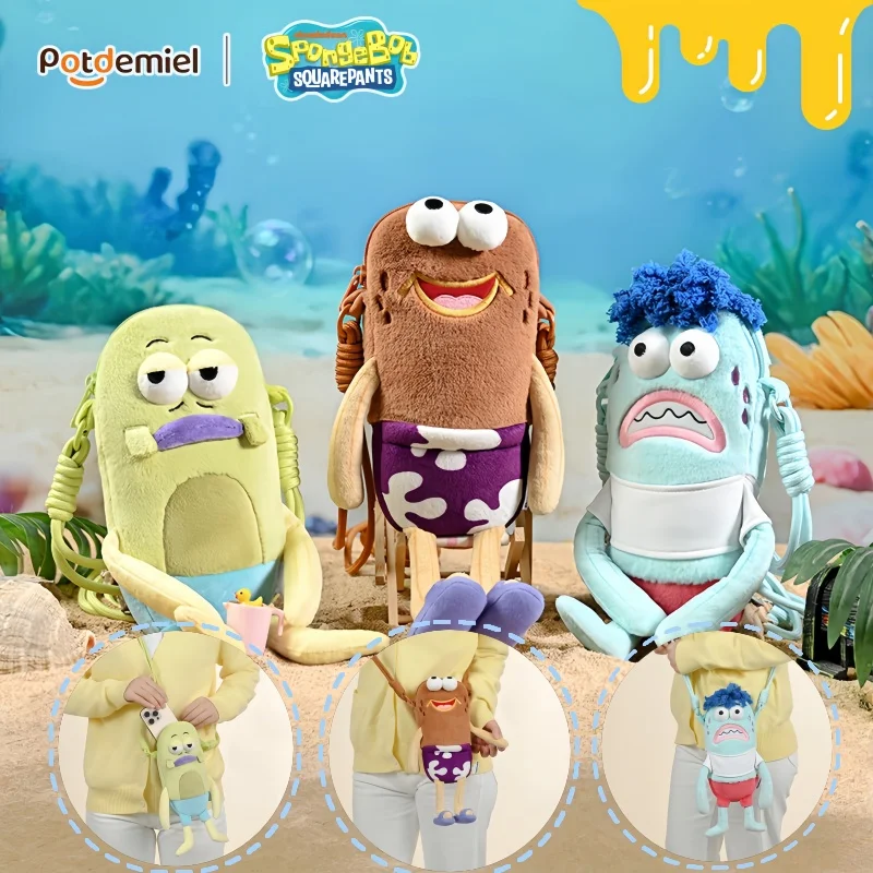 Hot Sale Potdemiel Spongebob Squarepants Ugly Cute Cartoon Fish Plush Crossbody Bag Weird Stuffed Doll Shoulder Purse Gift