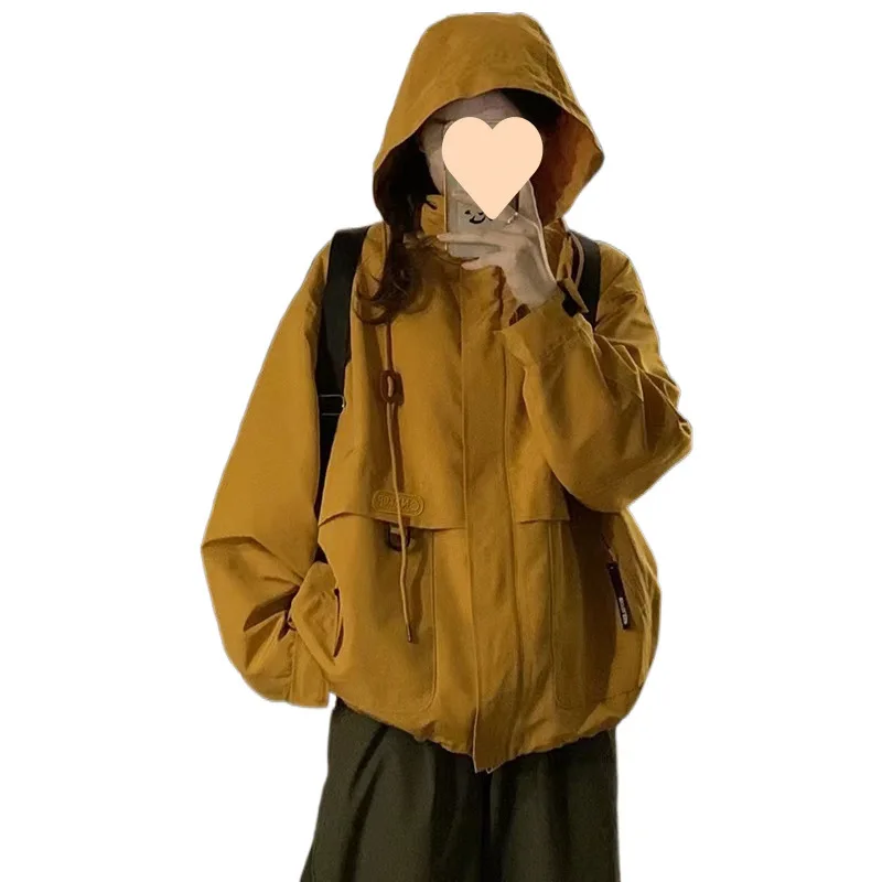 سترة بغطاء رأس للنساء ، بدلة تسلق الجبال في الهواء الطلق ، سترة تسلق الجبال ، إحساس بتصميم مناسب ، الربيع والخريف ، حسن المظهر