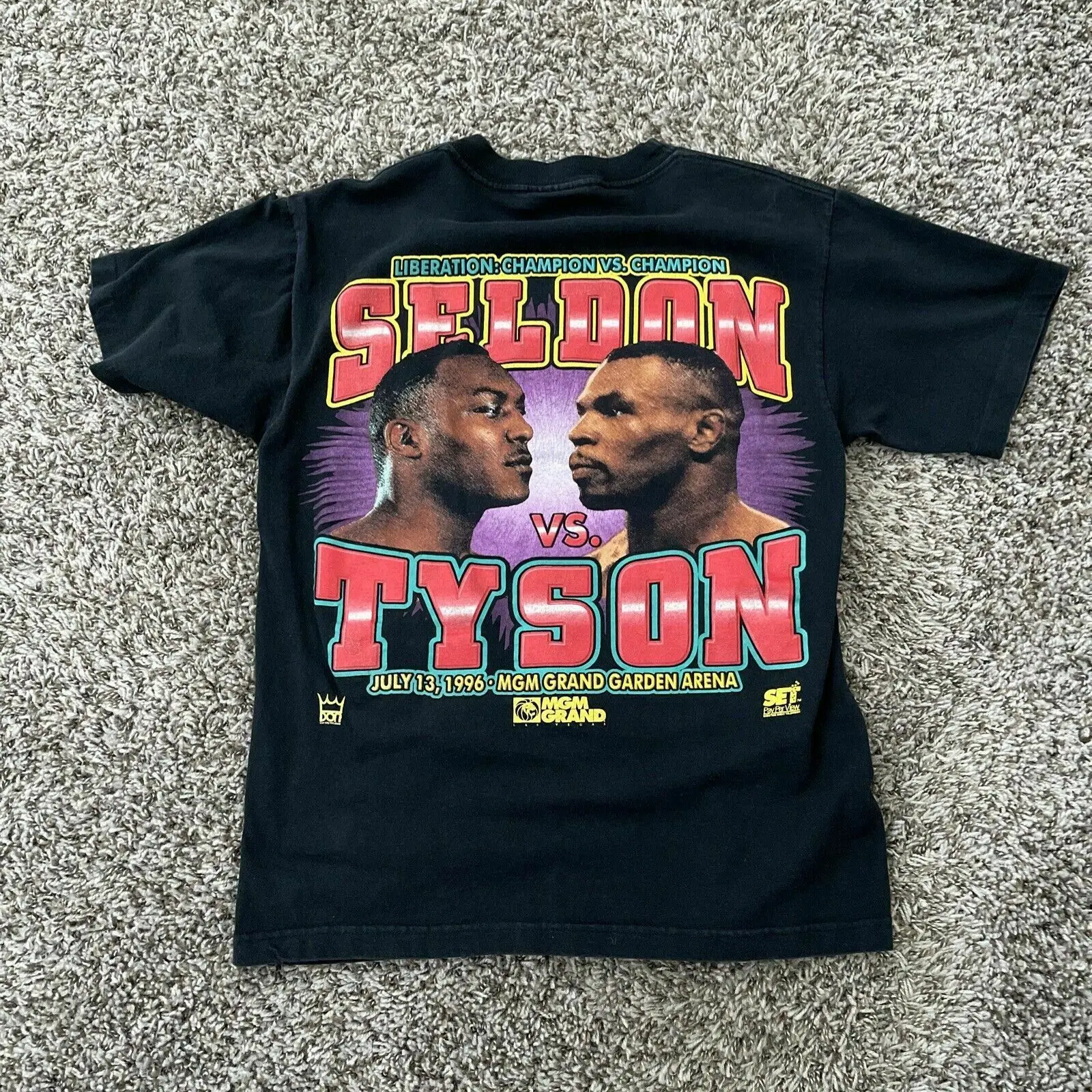 Vintage Original 1996 Mike Tyson Seldon Fight T-Shirt Funny Vintage Gift Tee Men\'s 100% Cotton Casual T-shirts Loose Top S-3XL