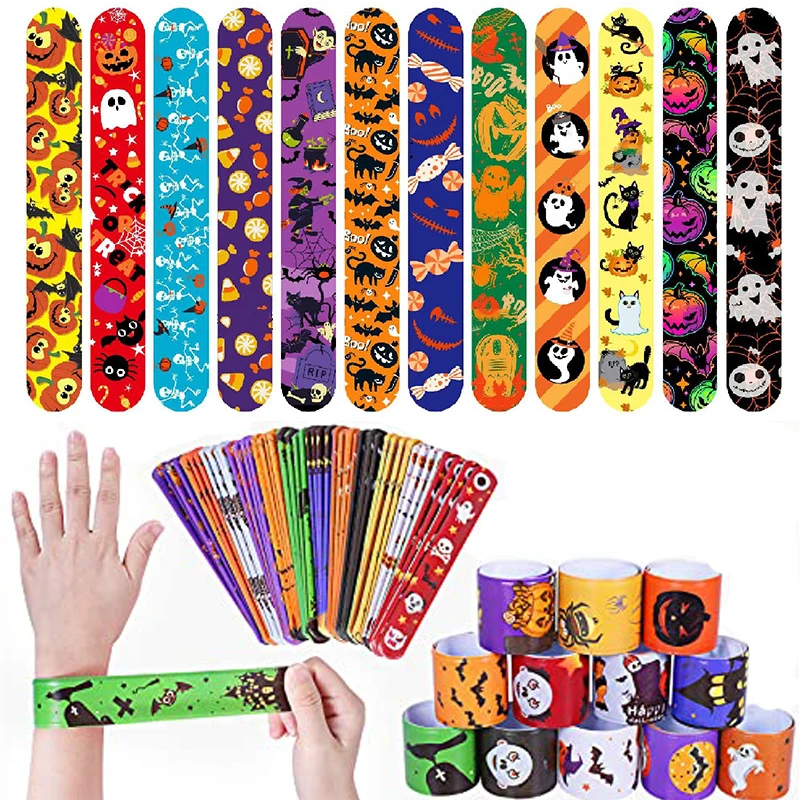 10/30/50 أساور صفعة الهالوين للأطفال، ألعاب حسية لتخفيف التوتر، أساور الهالوين السائبة للفتيات والأولاد هدايا 2025