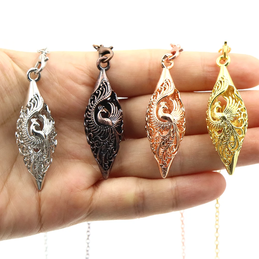 Hollow Phoenix Pendulum Divination Healing Metal Silver Color Copper Pendant Energy Work Meditation Spiritual Witchcraft Pendulo