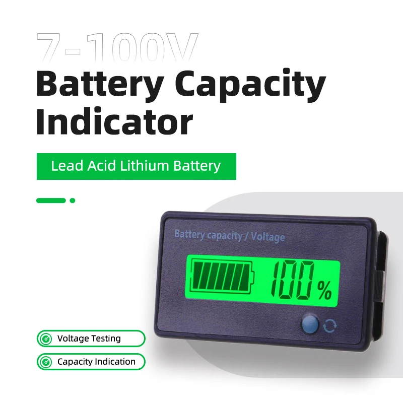 

7-100 В индикатор емкости аккумулятора свинцово-кислотный литиевый автомобильный мотоцикл цифровой вольтметр тестер напряжения инструмент практичный измеритель напряжения