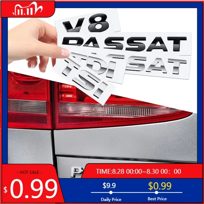 

Эмблема-значок 3D из хромированного ABS-пластика с буквами V6 V8 для Volkswagen B (1 шт.), для задней части автомобиля, багажника, кузова, боковых крыльев, для моделей PASSAT TSI TDI