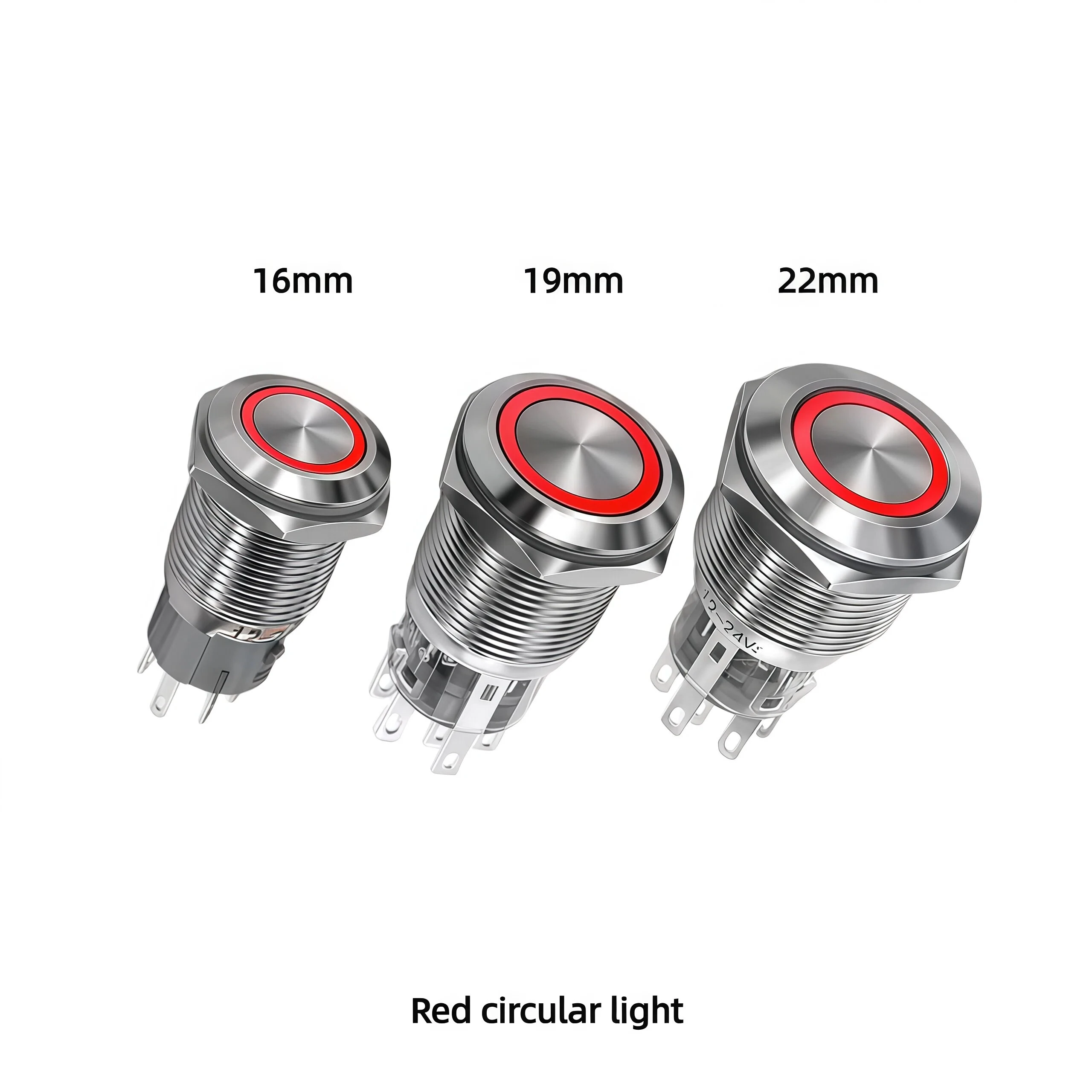 مفتاح زر معدني 16/19/22 مم، اثنان مفتوحان عادةً، اثنان مغلقان عادةً، 6/8 دبوس، قفل ذاتي مزدوج مقاوم للماء