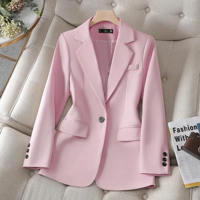 جديد الخريف الشتاء المرأة السترة السيدات طويلة الأكمام سترة رسمية معطف أسود وردي المشمش الحلل الإناث ملابس علوية غير رسمية ملابس خارجية