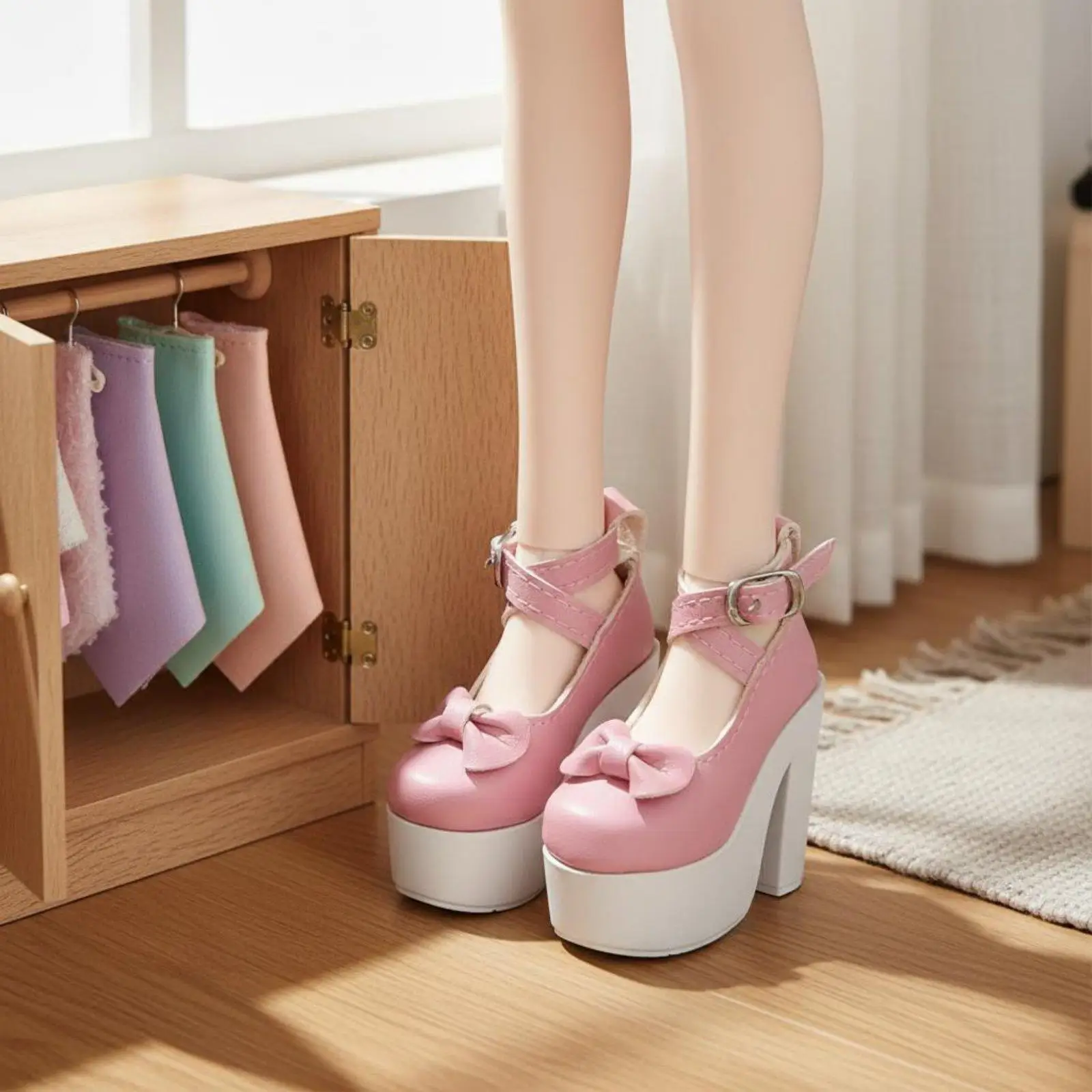 1/3 Scale Doll Boots for 60cm Ball Jointed Dolls Realistic Lacing System PU Leather Footwear for Dress Up and Imaginative Play