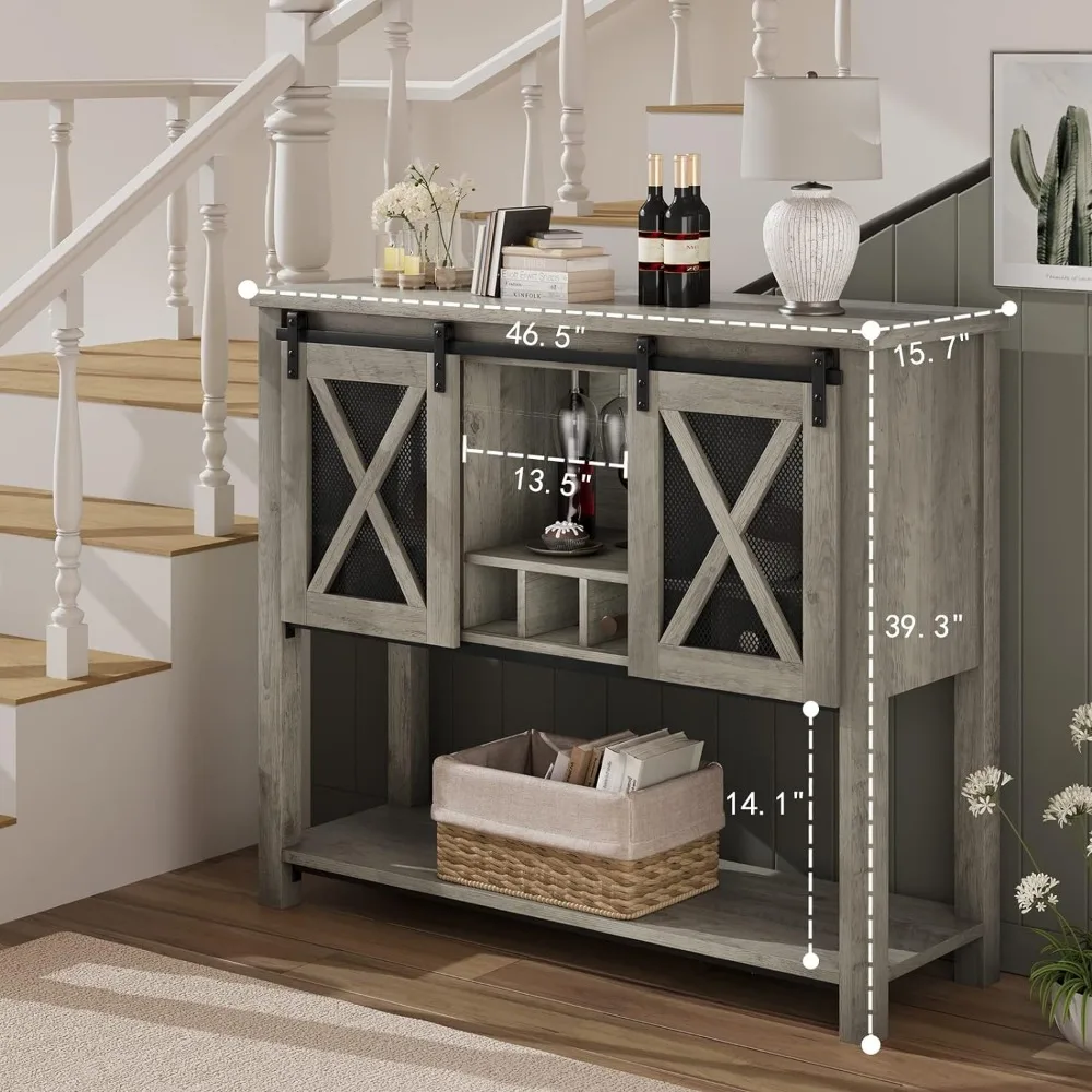 Buffet Storage Cabinet, Large, Gray