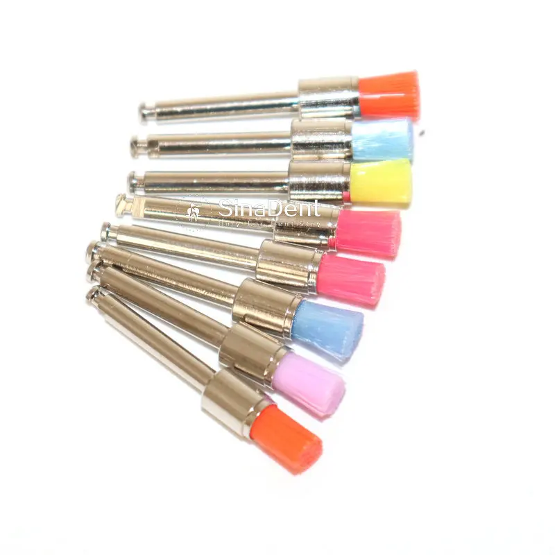 Dental Polishing Prophy Brush 100pcs Disposable Flat Type Nylon Colored Polishing Brush Teeth Whitening Clean for Dentistry