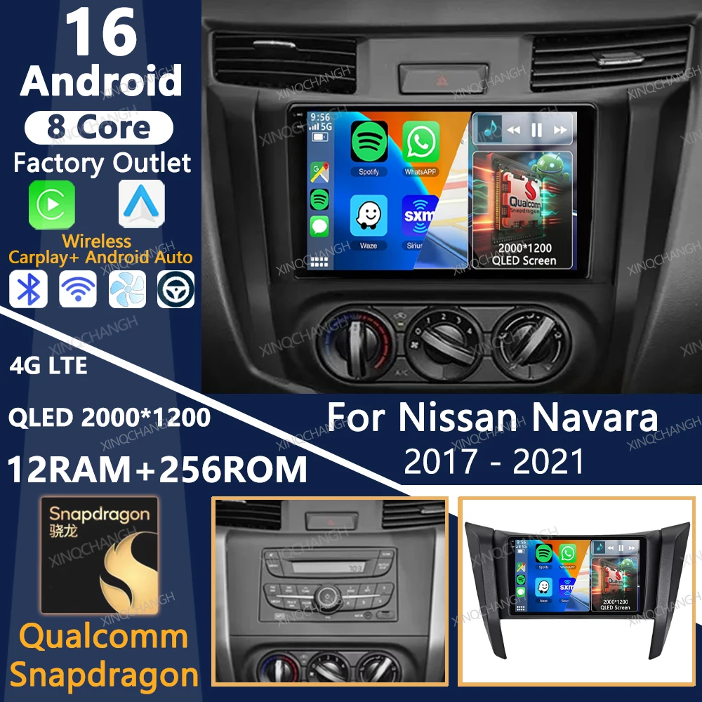 Radio para Auto Android 16 para Nissan NAVARA Frontier NP300 2011-2018, Qualcomm, BT, 4G LTE, 5G WIFI, Reproductor Multimedia Estéreo 2DIN con Video