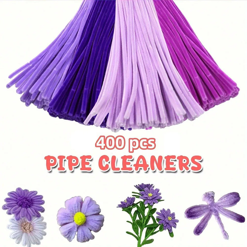 400PCS Purple Series Pipe Cleaners, Purple Pipe Cleaners Chenille Stem, Pipe Cleaners Craft Supplies for DIY Arts Crafts