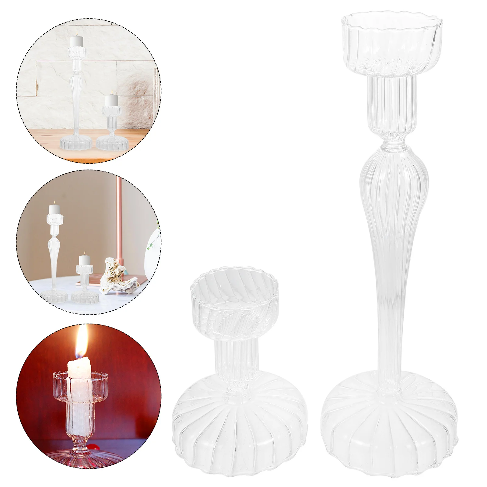 2 قطعة حوامل مخططة زجاجية شمعدانات قائمة إبداعية ديكور أنيق لحامل مخطط هووسورمينغ #4