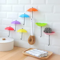 3Pcs/set Creative Umbrella Shape Hook Colorful Key Hanger Holder Home Bedroom Wall Decoration Accessories Load Weight 0.2kg U3