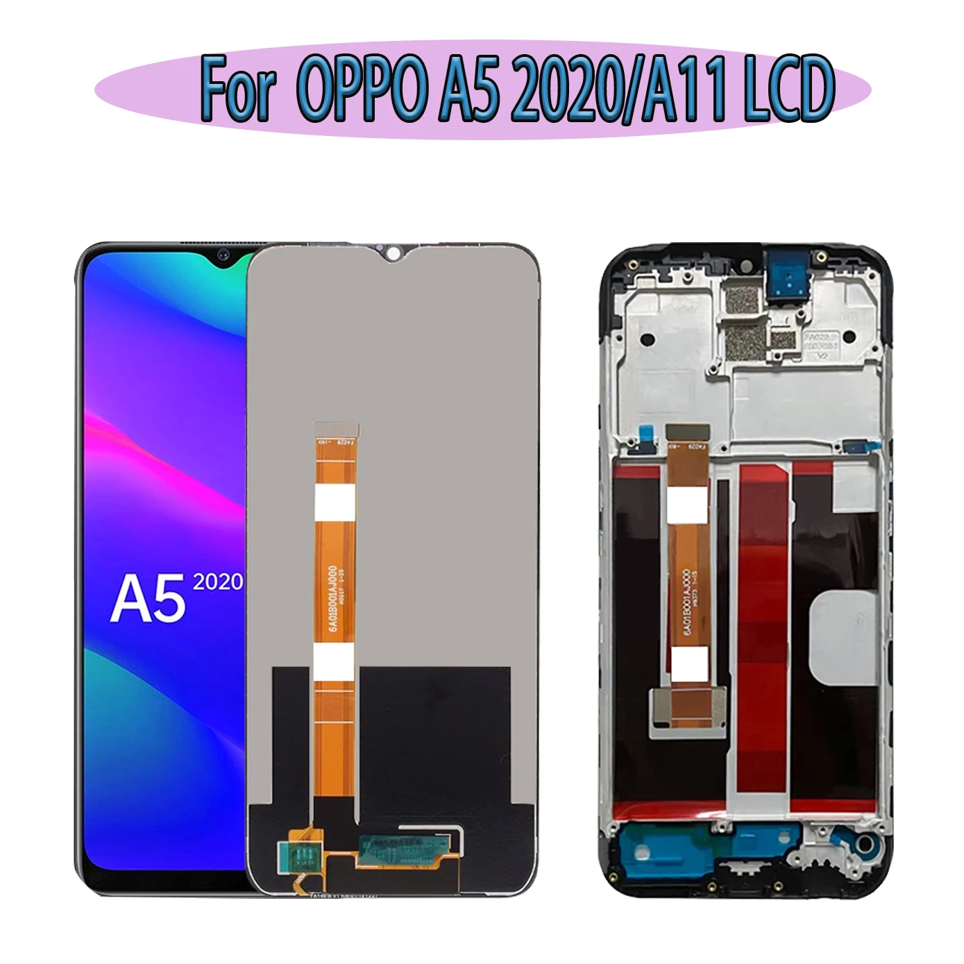 LCD Tested For Oppo A5 2020 Display CPH1933 CPH1935 Screen Touch Panel CPH1931 CPH1959 Digitizer Replacement Parts No/With Frame