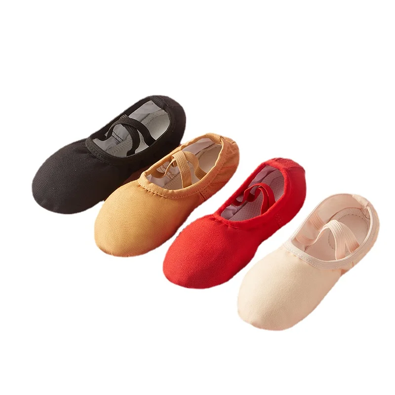 Girls Kids Pointe Shoes Dance Elastic Flat Canvas Head Soft Zapatos De Punta De Ballet Slippers Ballet Belly Professional Shoes